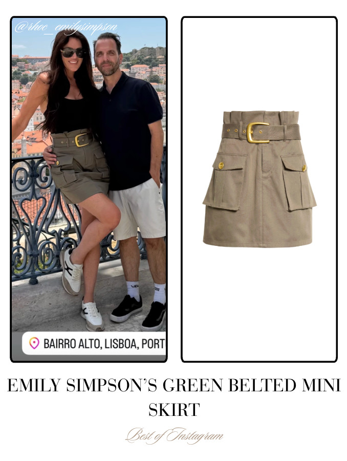 Emily Simpson's Green Belted Mini Skirt 📸= @rhoc_emilysimpson 

 