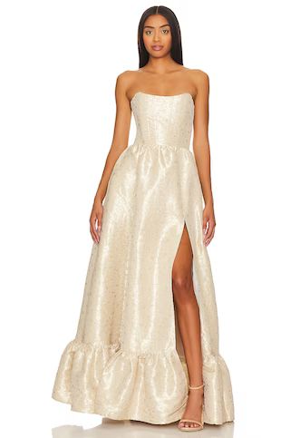 V. Chapman Charlotte Gown in Taupe Duchess from Revolve.com | Revolve Clothing (Global)