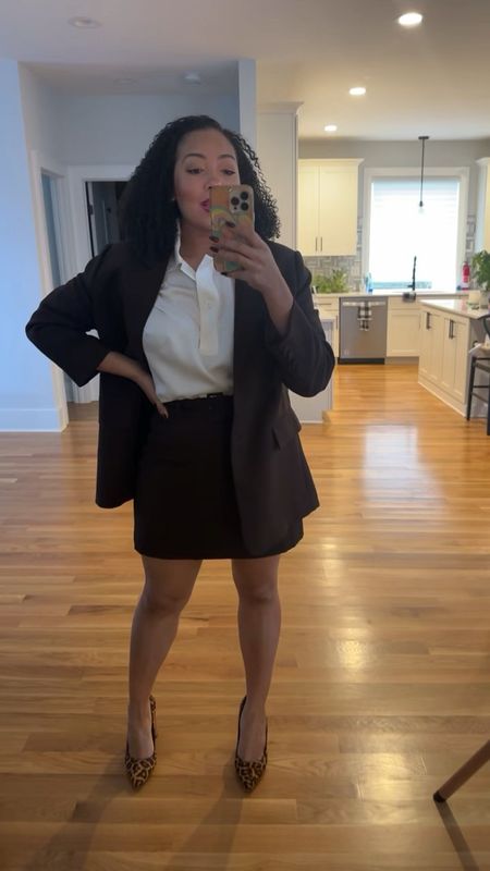 Loving this brown business suit from darling! It is great quality! The button down blouse feels like some high quality sheets! 

#LTKworkwear #LTKmidsize #LTKstyletip