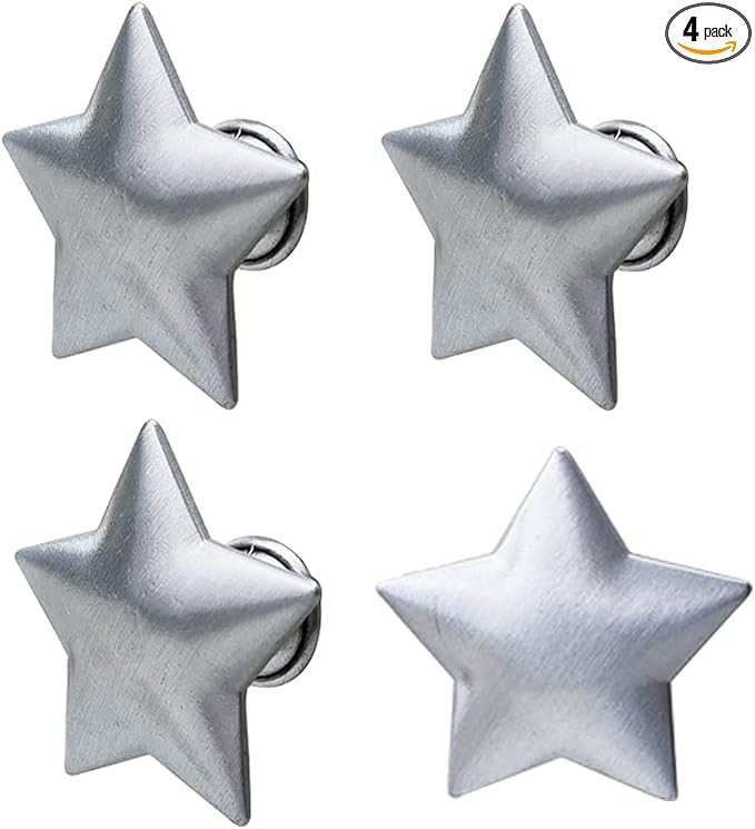 4 Pack Silver Star Shape Single Hole Drawer Knob Door Handle of Metal Cabinet Handles Closet Knob... | Amazon (US)