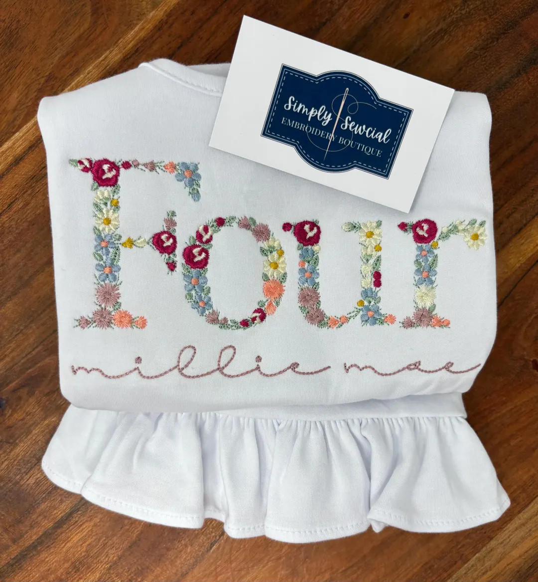 Birthday Embroidered Short Sleeve Dress / Floral Number Dress / First Birthday Personalized/ Cust... | Etsy (US)