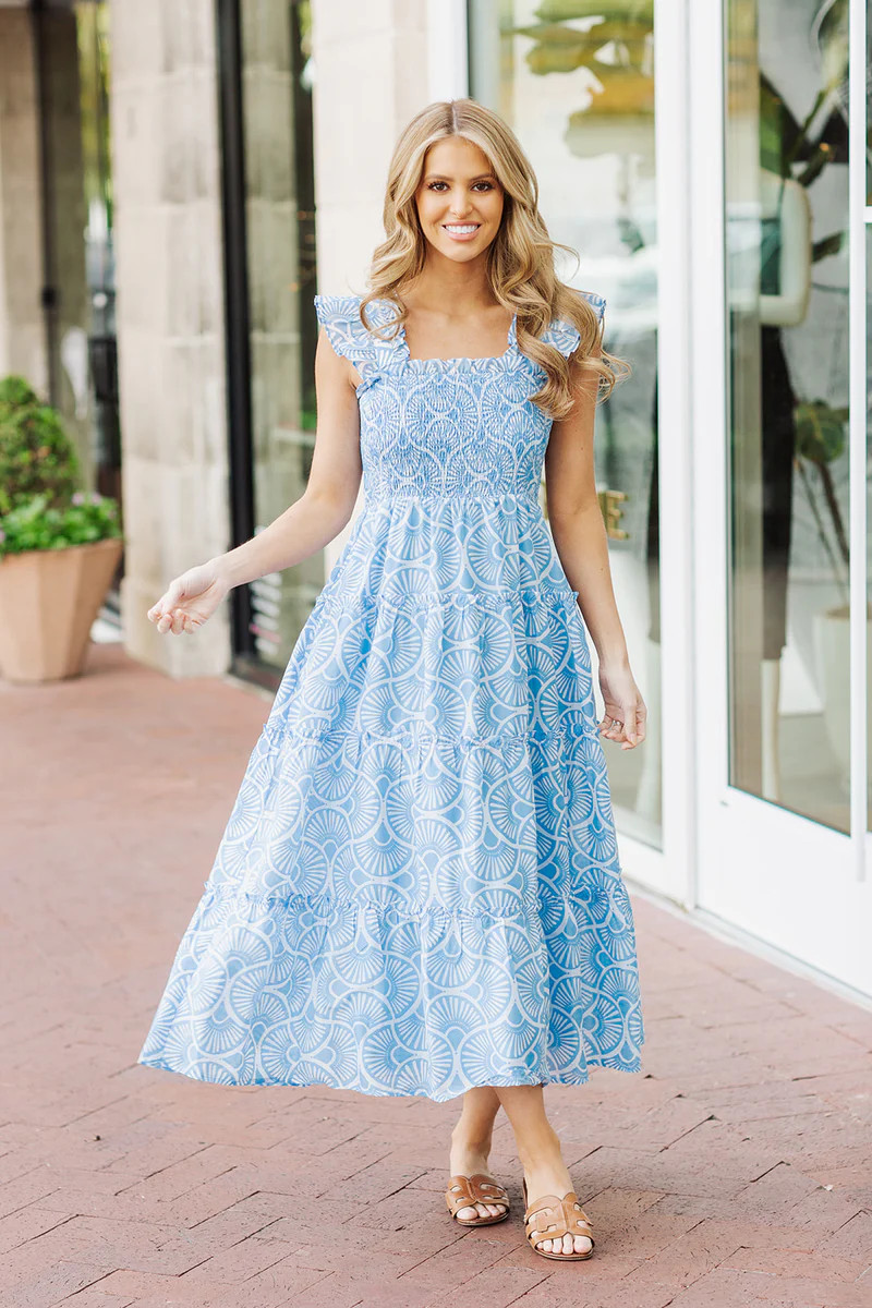 The Rylee Ruffle Strap Midi Dress | J.Marie