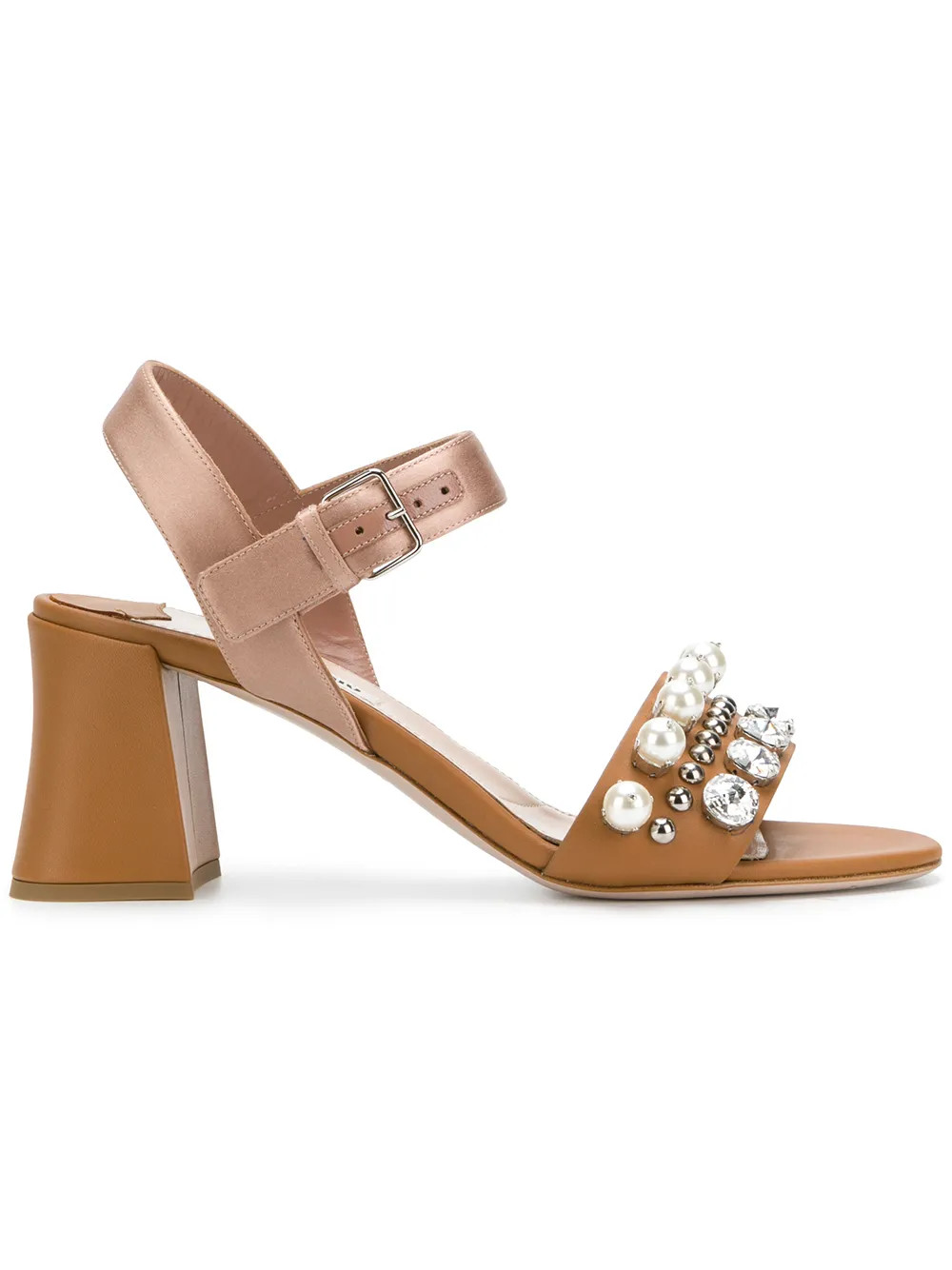 Miu Miu embellished sandals - Brown | FarFetch Global
