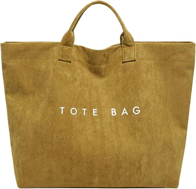 Suede Bag for Women, Large Solid Faux Suede Tote Bag Trendy Vintage Top Handle Handbag for Work T... | Amazon (US)