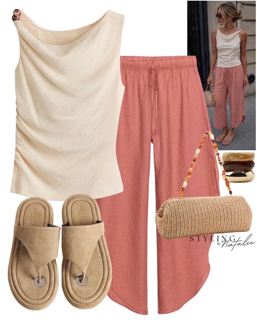 Causal chic summer look- 100% Linen vented flowy trousers, beaded bag, suede sandals and beaded draped top.
Zara style, holiday outfit, everyday look, effortless chic, summer look @Zara

#LTKuk #LTKeurope #LTKsummer