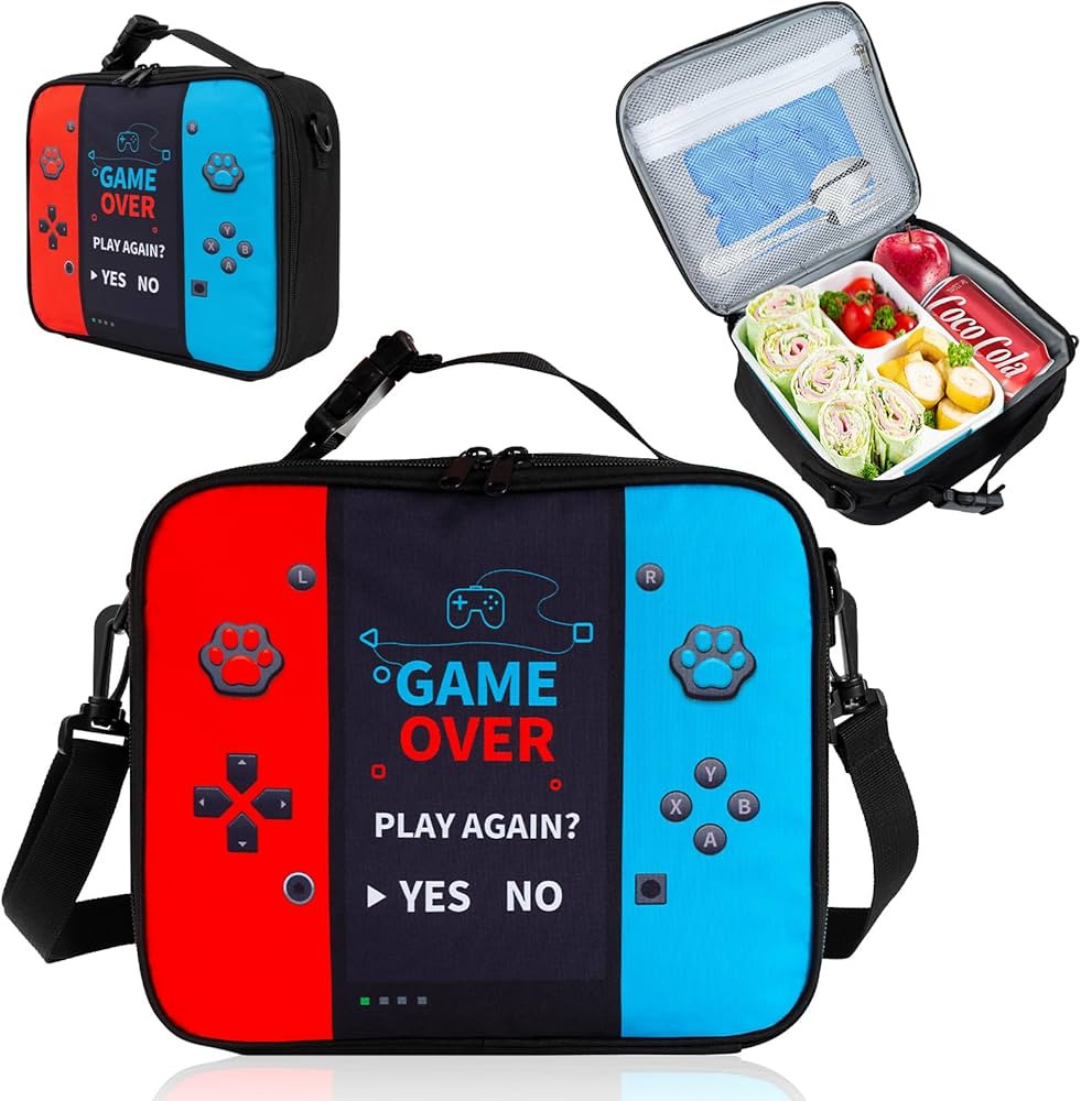 Game Console Insulated Lunch Bag lonchera for Teen Boy Kid Gamer Lunch Box Bento Reusable Large C... | Amazon (US)