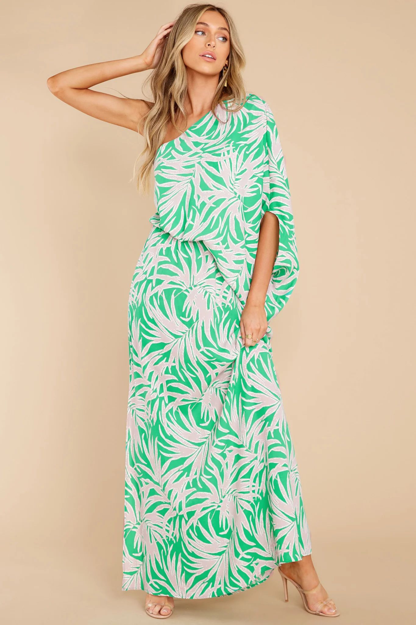 Unwind For Hours Green Print Maxi Dress | Red Dress 
