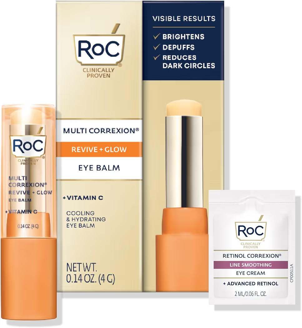 RoC Multi Correxion Revive + Glow Eye Balm with Vitamin C (0.14 oz) + Retinol Eye Cream Packette | Amazon (US)