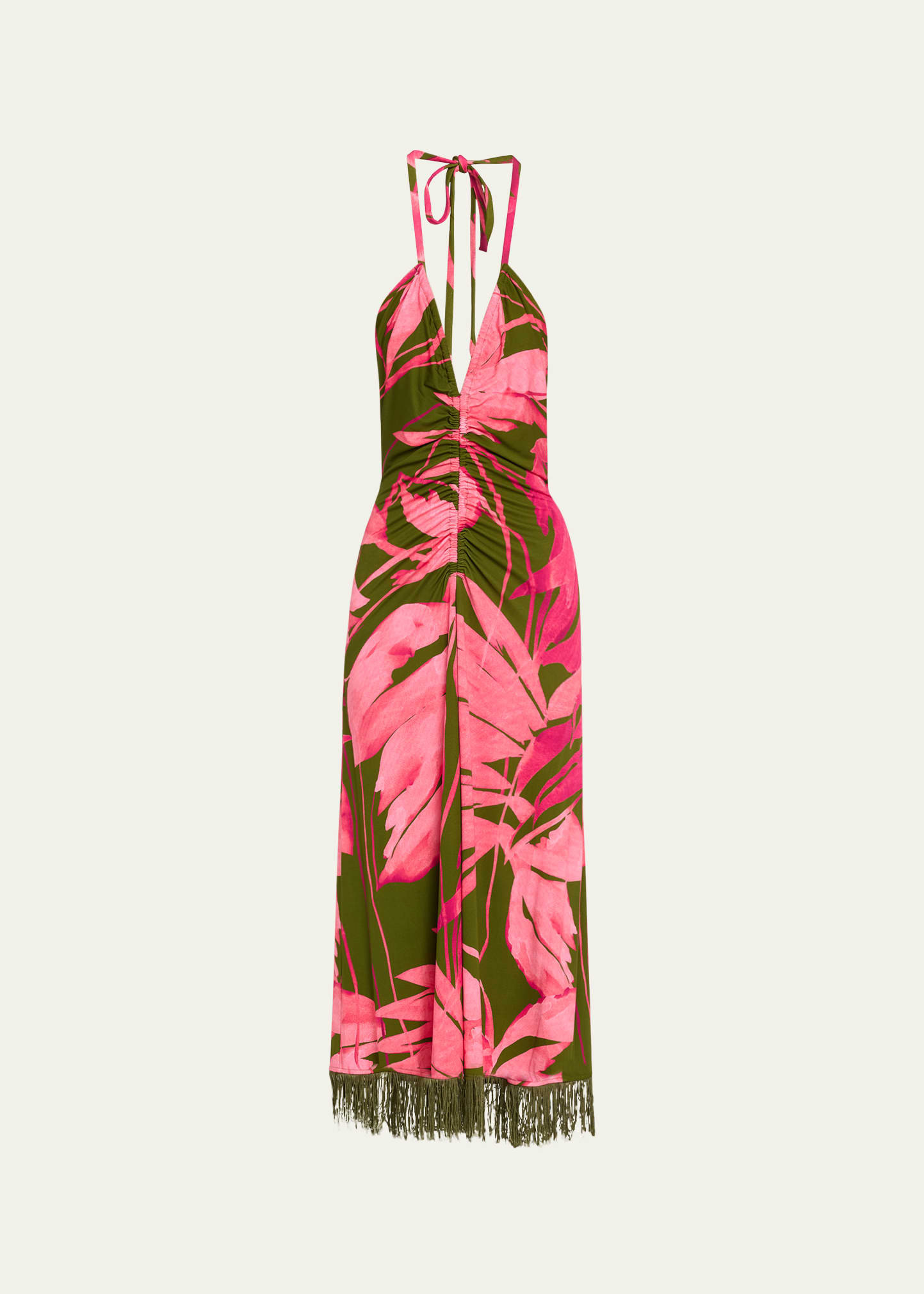 Cara Cara Shelter Island Halter Fringe-Hem Midi Dress | Bergdorf Goodman