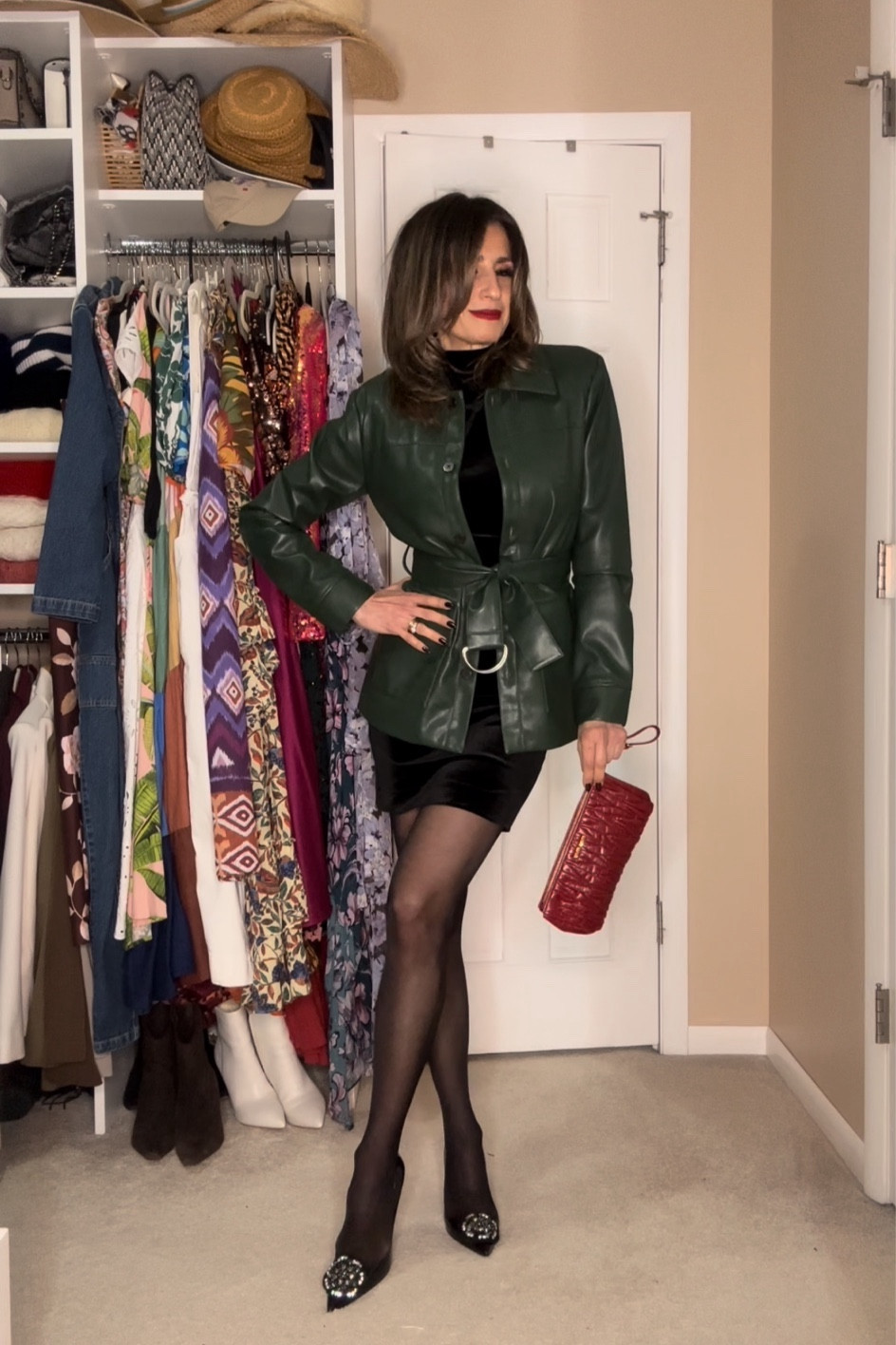 Dress fits true to size. Exact jacket is sold out so I linked a similar one. Same for bag and shoes

#LTKover40 #LTKstyletip #LTKparties