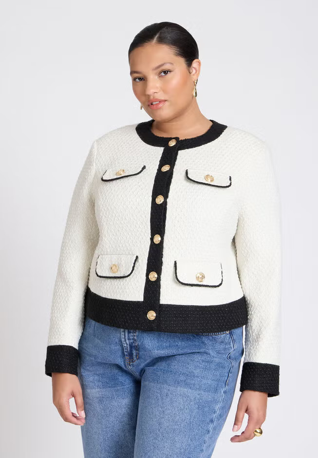 Tipping Detail Jacket | Eloquii