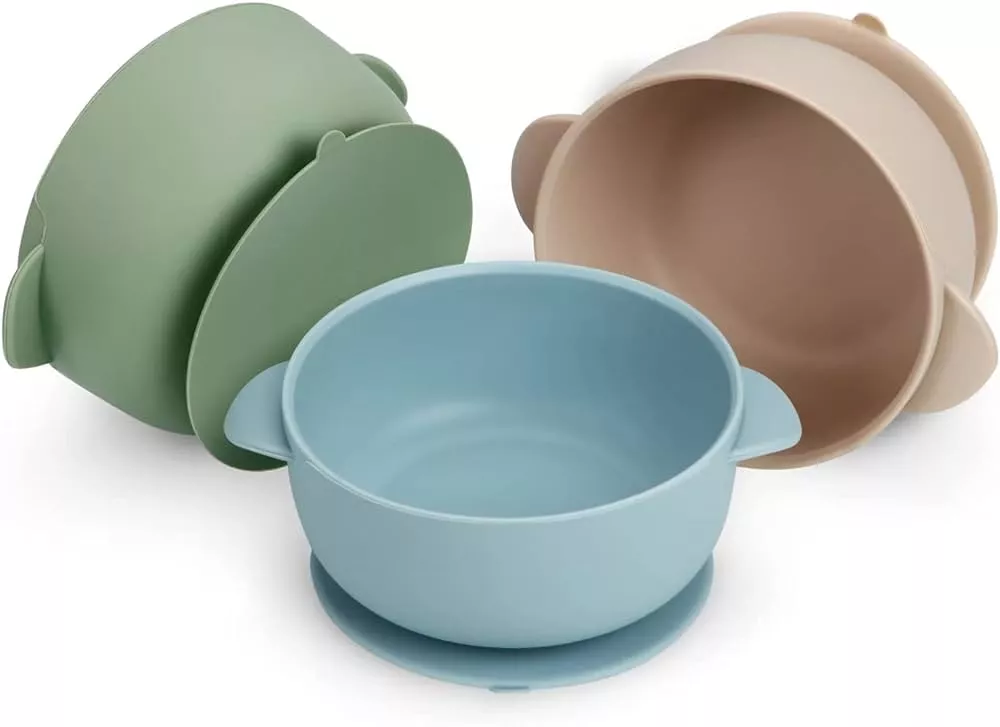 WeeSprout Silicone Suction Bowls for Babies Leakproof Silicone Lids, Durable