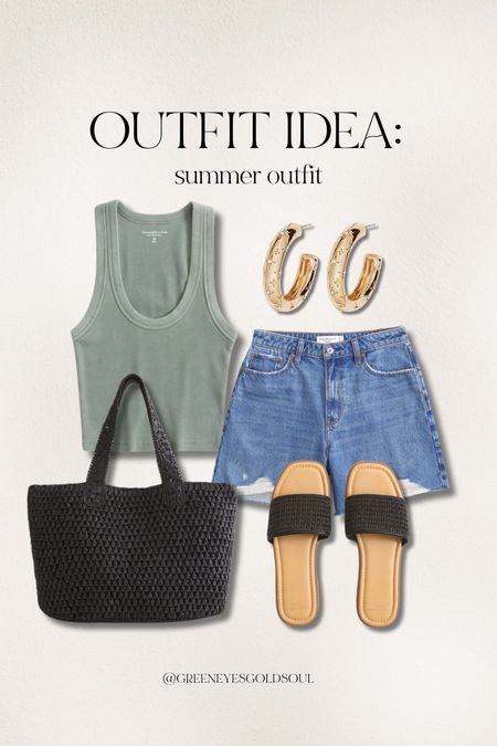 Summer outfit idea! 💕
Spring, shorts, denim, tank, racer back, purse, tote, bag, sandals, slides, gold hoops

#LTKStyleTip #LTKFindsUnder100 #LTKU