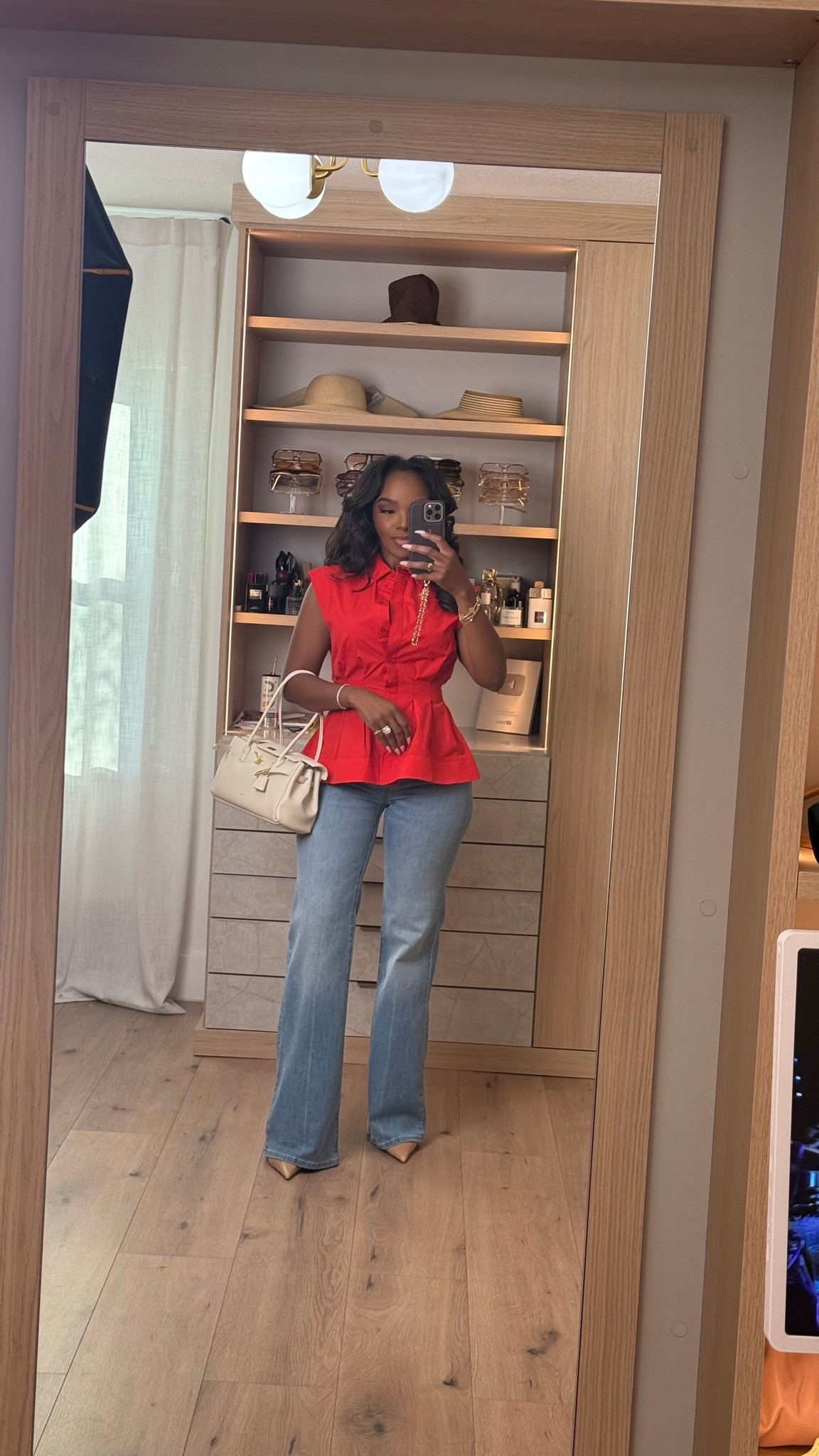 Hi babes! ❤️

Okay this red structured top is SUCH a statement piece without needing a lot. The tailored waist detail gives that snatched look instantly, and pairing it with classic straight-leg denim keeps the outfit feeling polished but still super wearable for everyday.

This is exactly the type of affordable hero piece that makes simple jeans feel elevated. Added the creamy mini bag + neutral heels to soften the bold red and give it that expensive, luxury-inspired styling moment without overdoing it.

A good statement top like this is always worth it because you can style it with denim, trousers, white pants, shorts, or skirts year-round. Cost per wear ends up being SO good on pieces that instantly make an outfit look styled.

Where to wear this:
• Lunch dates
• Casual office days
• Dinner nights
• Weekend outings
• Brunch with the girls
• Vacation dinners
• Casual events

Everything is linked below ✨

xx Kira | IG: KirasFashionFinds

5’4 | 140LBS | 34D-27-40 | size small | jeans 27

#LTKgrwm #LTKootd #LTKvlog