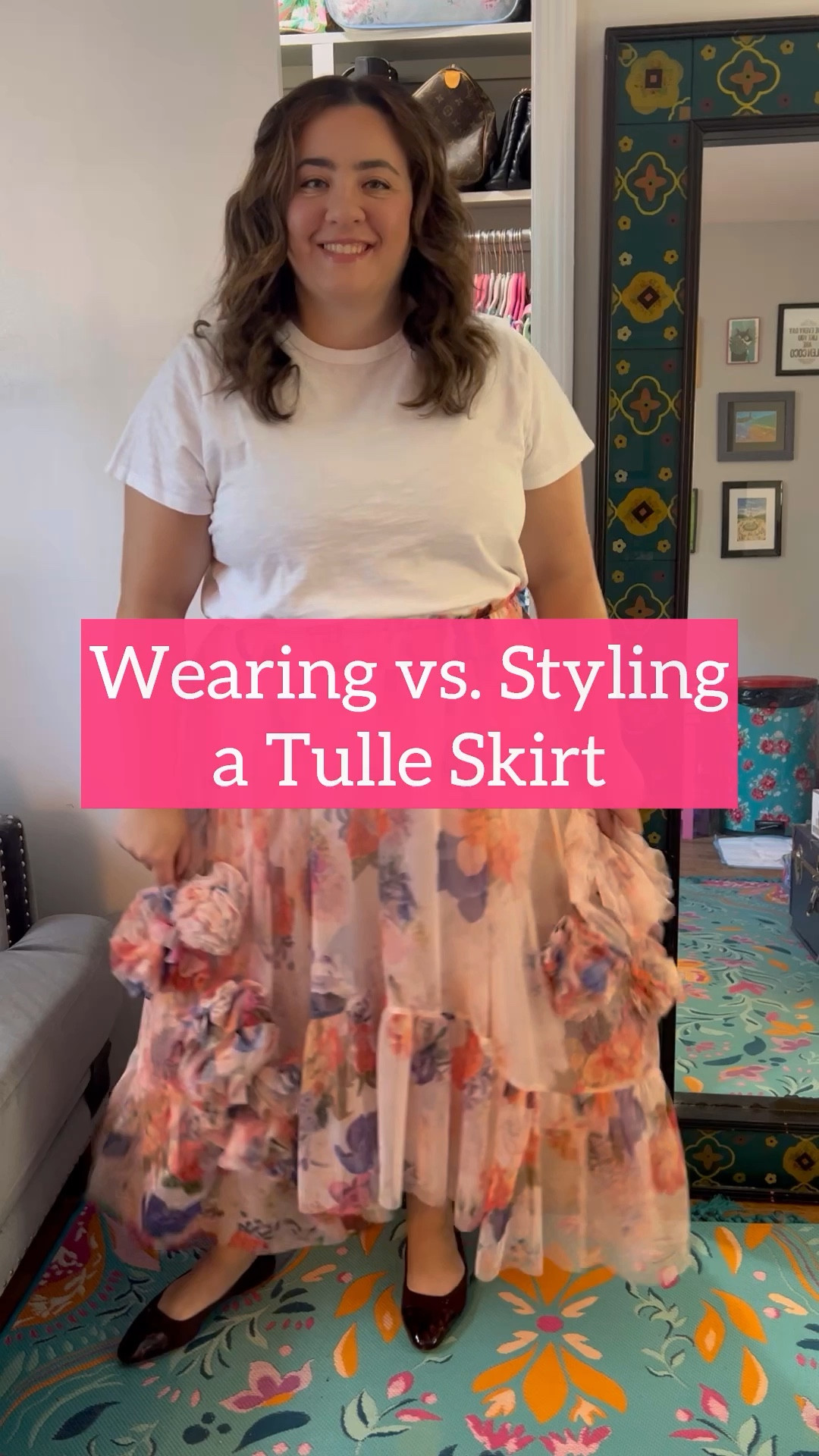 Tulle skirt, olive cargo jacket, olive shacket, Ruffle shacket, tortoise ballet flats, white t-shirt, embellished headband 

#LTKVideo #LTKmidsize #LTKSeasonal