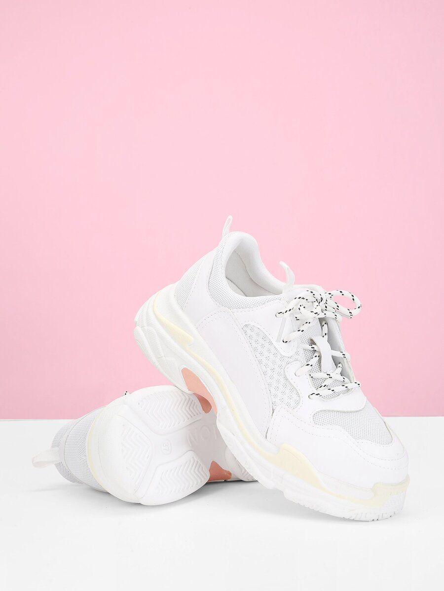 Lace-Up Contrast Mesh Sneakers | SHEIN