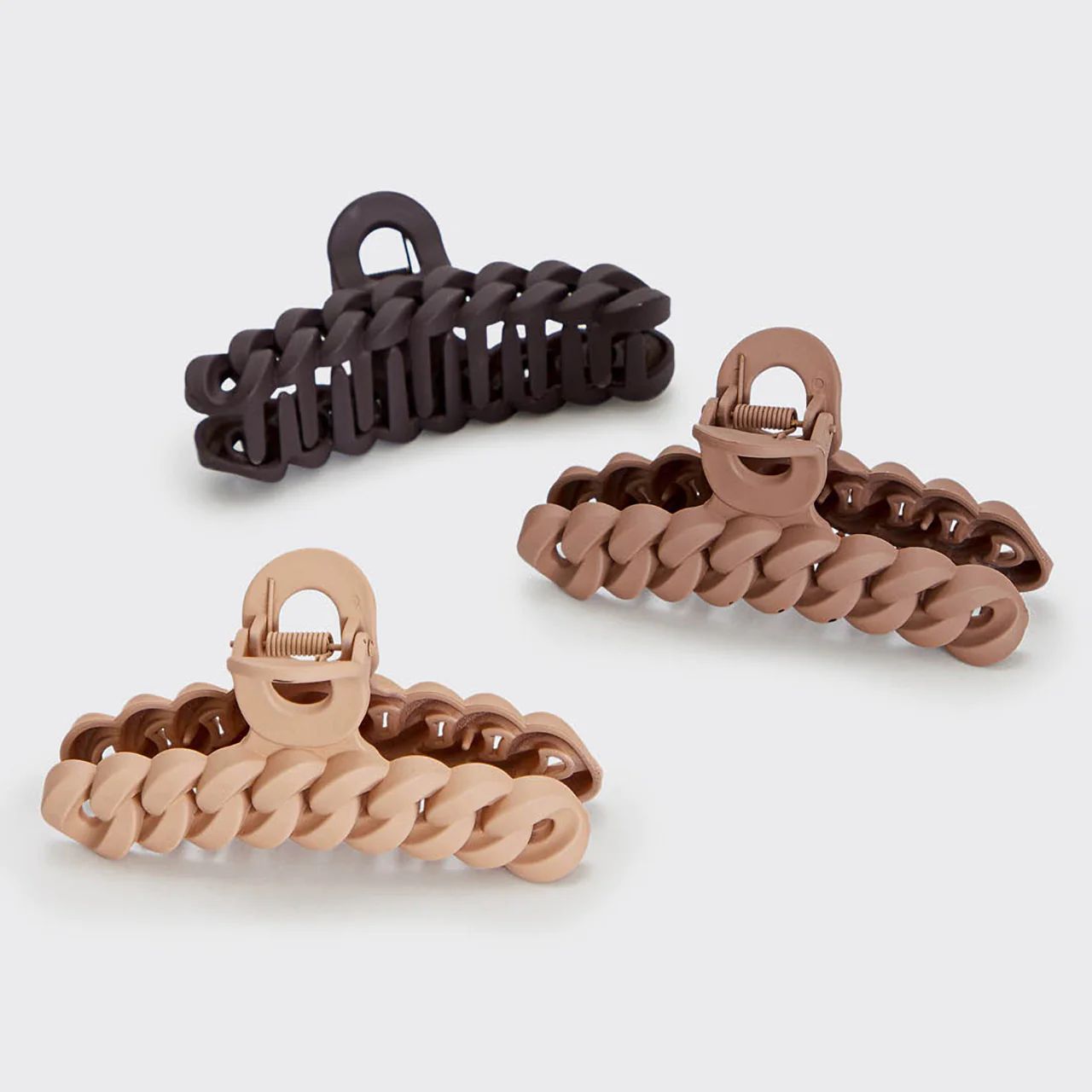 Eco-friendly Chain Claw Clip 3pc Set - Neutral | Kitsch