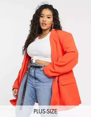 COLLUSION Plus oversized double breasted dad blazer in red | ASOS (Global)