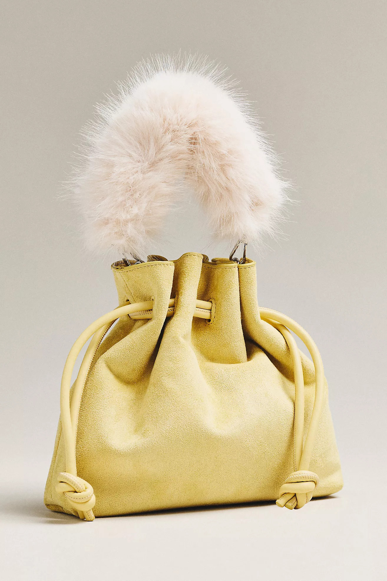 Cinched Suede Faux Fur Bucket Bag | Anthropologie (US)
