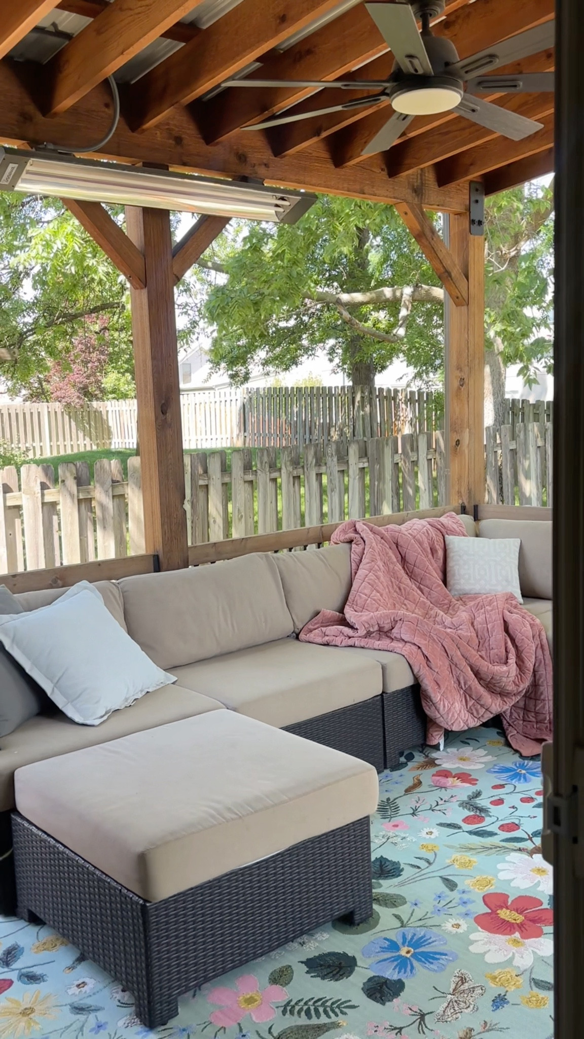 Fun floral outdoor area rug - loving the color and pattern it brings to our outdoor space!! Perfect for outdoors, won’t fade and great in all weather  