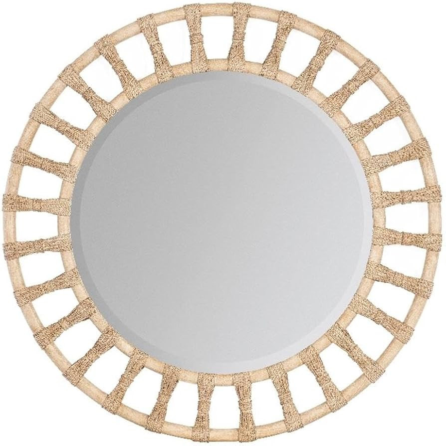Hooker Furniture Retreat Wood Pole Rattan Accent Mirror in Beige | Amazon (US)