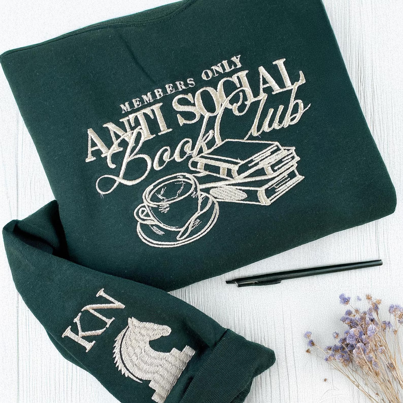 Embroidered Anti Social Book Club Sweatshirt | Custom Bookish Crewneck | Book Lover Shirt | the S... | Etsy (US)