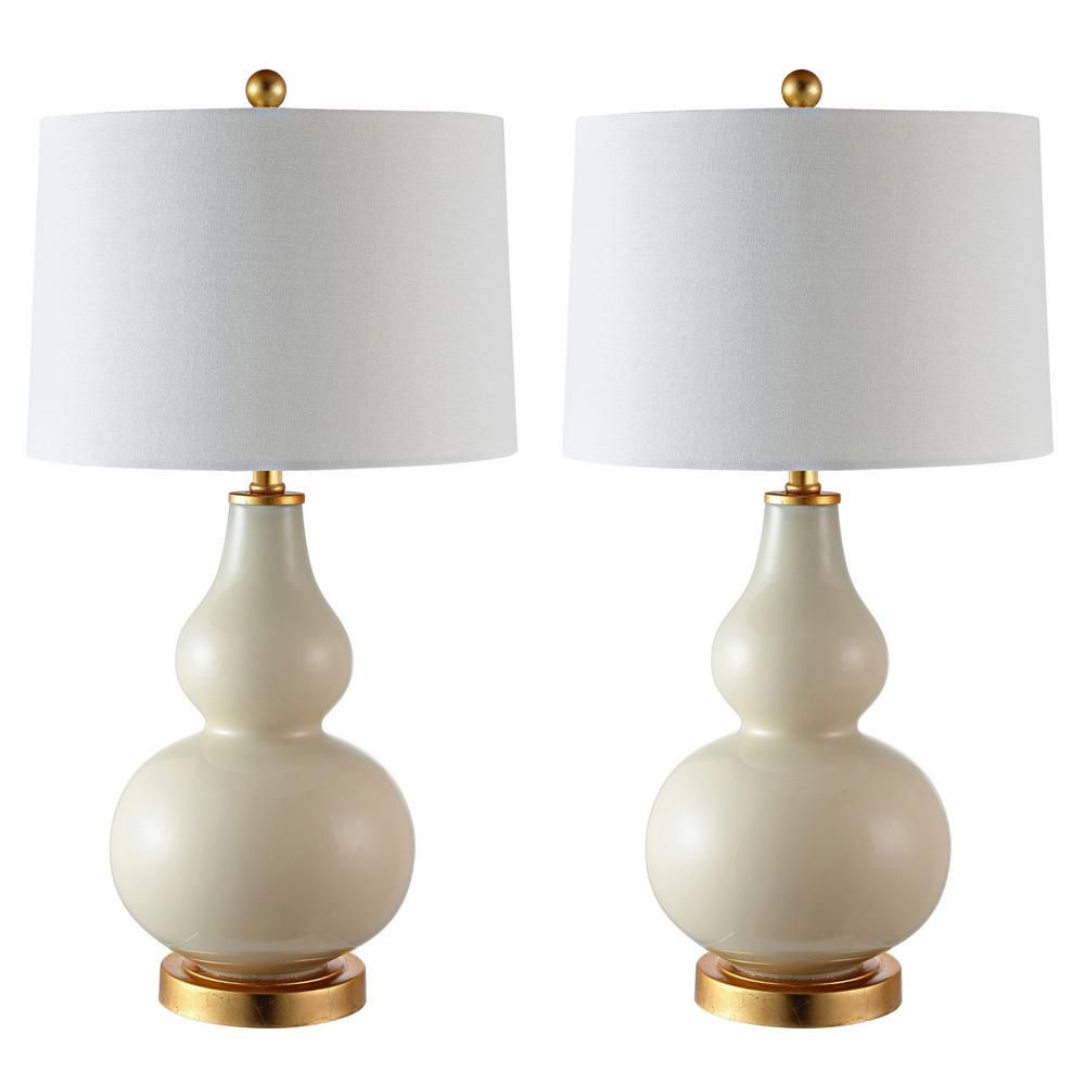 SAFAVIEH Karlen 28.5 in. Cream/Gold Leaf Table Lamp | The Home Depot