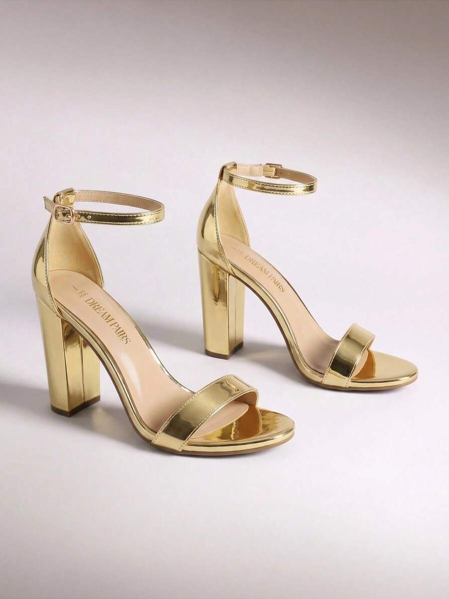 Women Elegant Chunky High Heeled Sandals Adjustable Ankle Strap Open Toe Summer Heeled Sandals Fo... | SHEIN