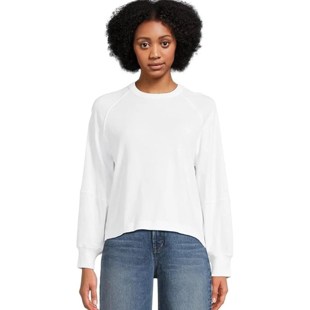 Women's Madewell T-Shirt White 100% Cotton Raglan Sleeve Crew Neck RED401 | Shop Simon