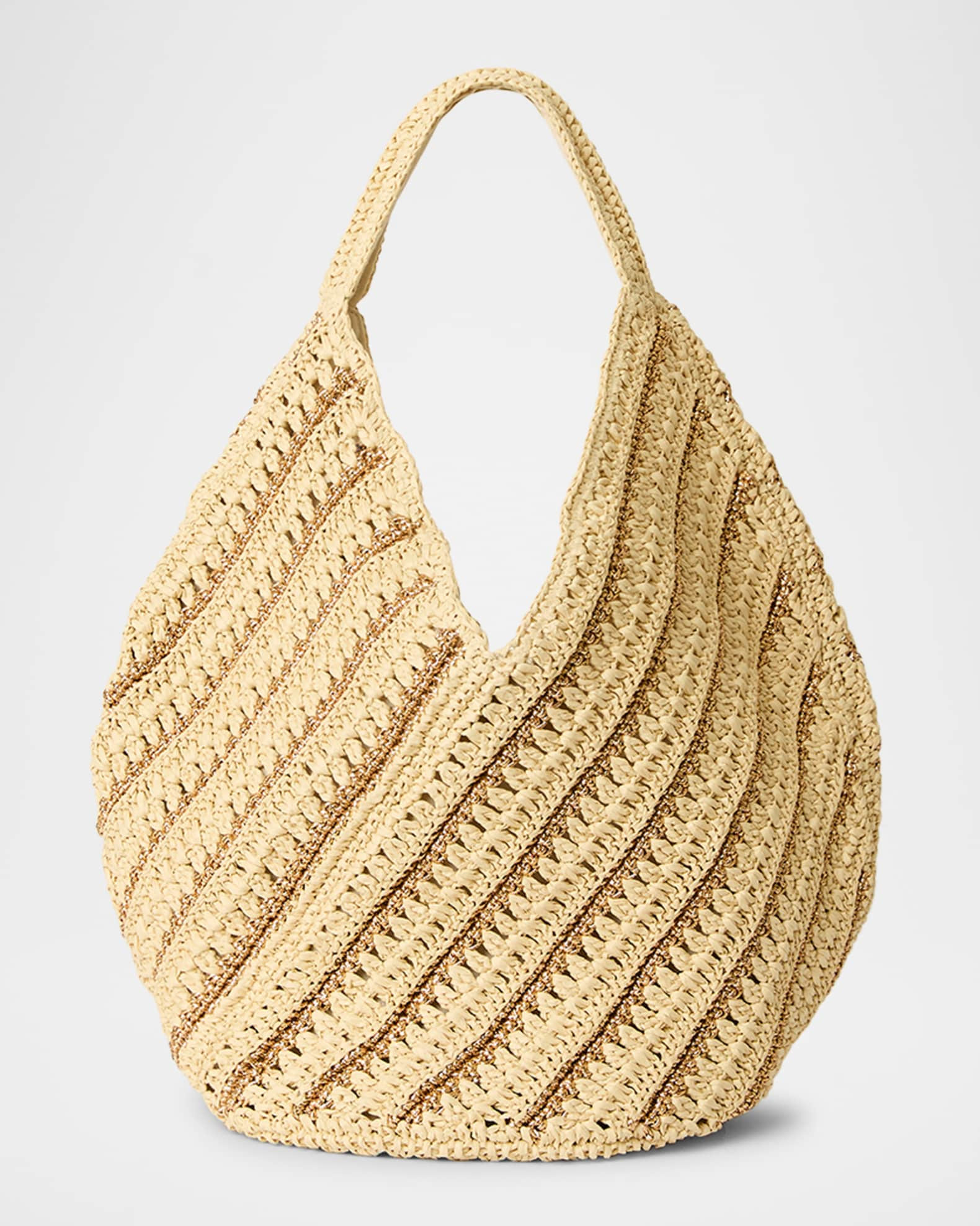 Harper Striped Straw Hobo Bag | Neiman Marcus