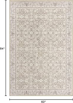 SIILOOM 5x7 Area Rug for Bedroom, Cream Beige Yellow White Grey Large Vintage Neutral Rug with No... | Amazon (US)