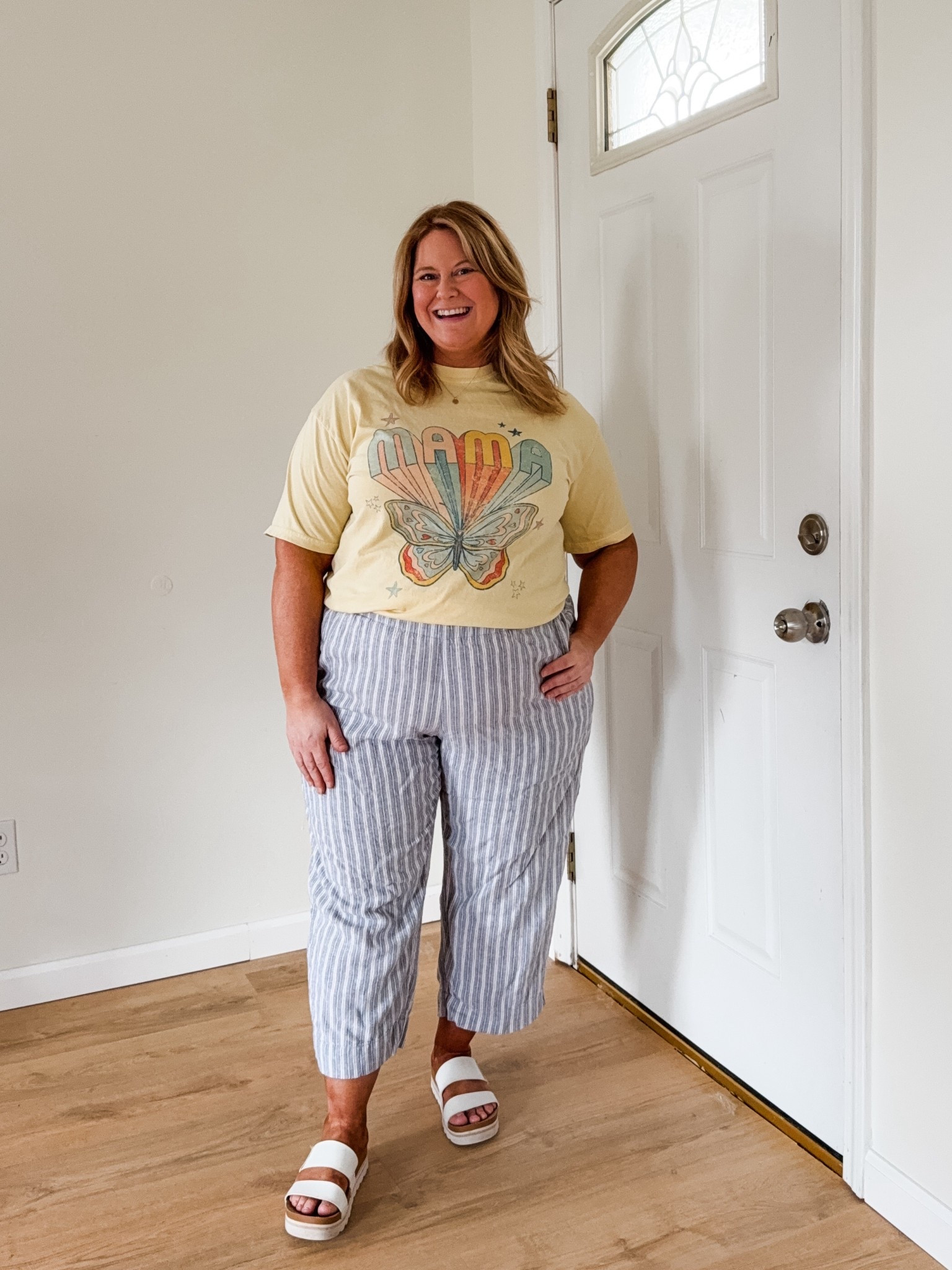 Wearing an XL in my graphic tee from Mountain Moverz.  You can use code STEPHSHARES20 to save $$!  My linen pants are a large regular length. 

#LTKPetite #LTKMidsize #LTKBump