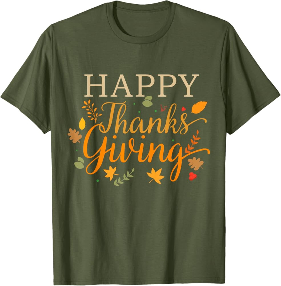 Happy thanksgiving autumn fall leaves for holiday season T-Shirt | Amazon (US)