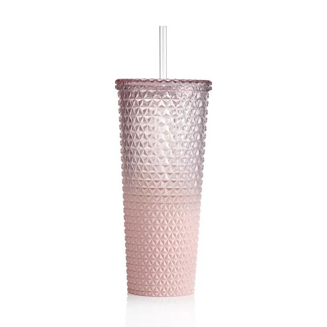 Mainstays 26 fl oz Ombre Pink Reusable Plastic Textured Tumbler, Double-Walled | Walmart (US)