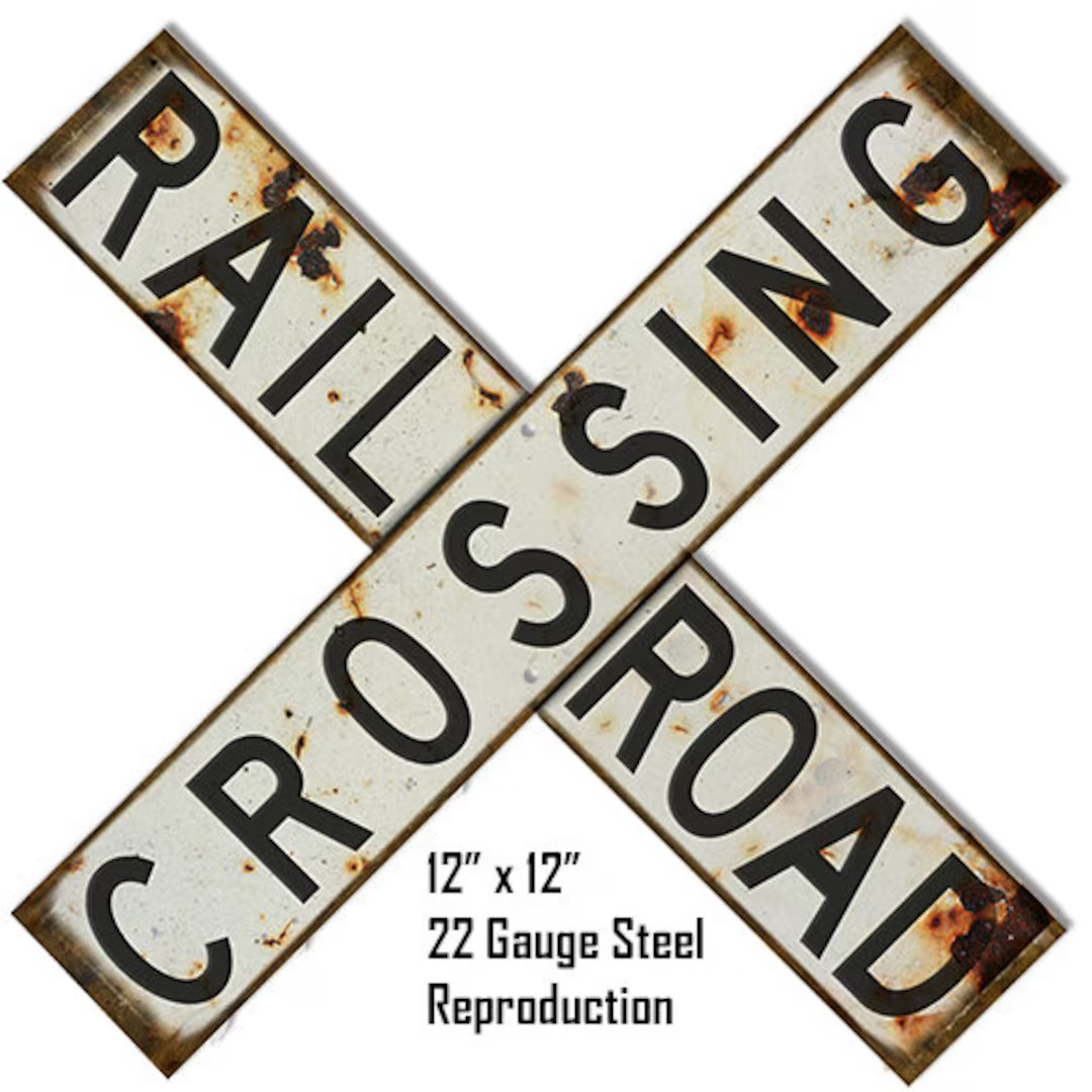 Vintage Style " Railroad Crossing " Laser Cut Metal Sign - Etsy | Etsy (US)