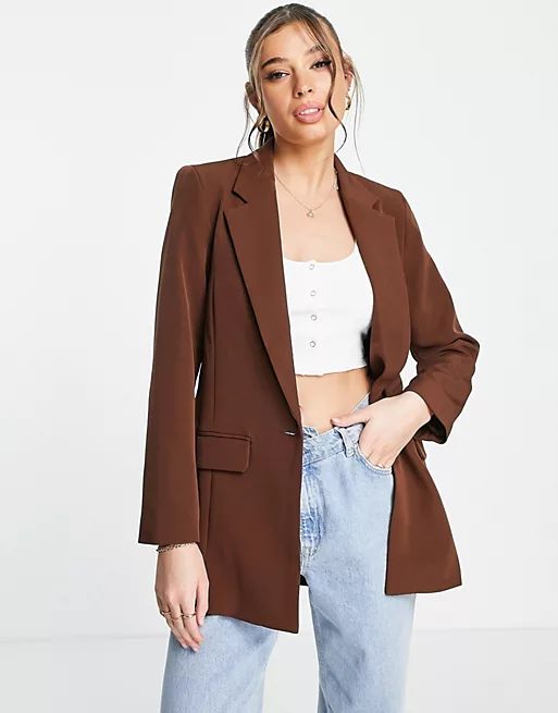 New Look oversized blazer in chocolate | ASOS (Global)