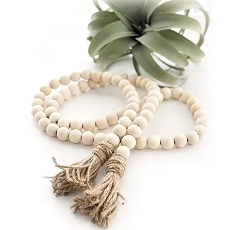 RGB World Big 58in Wood Bead Garland with Tassels Farmhouse Beads Rustic Country Decor Prayer Bea... | Walmart (US)