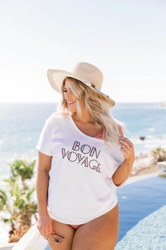 Bon Voyage White Graphic Slouchy Tee | The Pink Lily Boutique