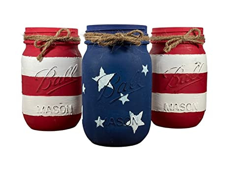 American Flag Mason Jars/Americana Decor / 4th of July Decor/American Mason Jars | Amazon (US)