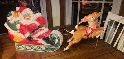 Vintage 24” Santa And Reindeer Empire Made In U.S.A! Blowmold 1970 | eBay | eBay US