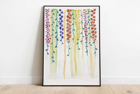 Hanging Floral Print | Floral Prints Wall Art | Botanical Print | Botanical Art | Flower Wall Art... | Etsy (US)