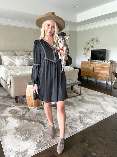 The perfect black dress for fall!

Fall outfit, dog accessories, wide brim hat, booties

#LTKunder50 #LTKSeasonal #LTKstyletip