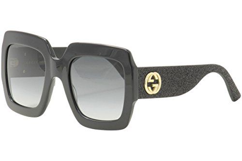 Gucci GG0102S 001 Black / Grey GG0102S Square Sunglasses Lens Category 3 Size 5 | Amazon (US)