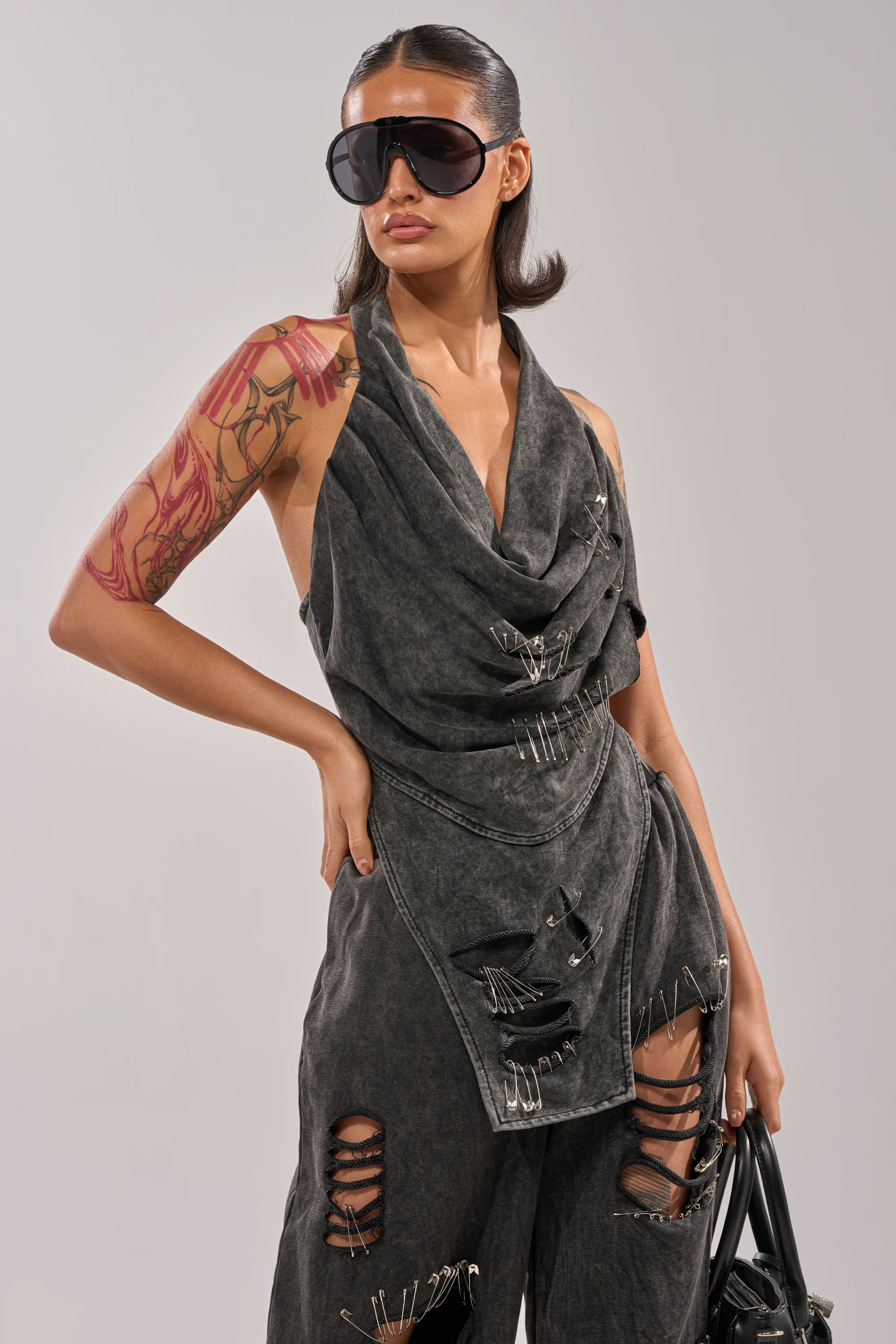 LEILA DISTRESSED COWL NECK TOP | AKIRA