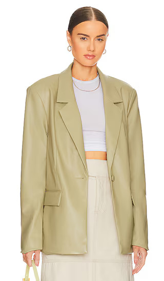 Vegan Leather Blazer in Oat | Revolve Clothing (Global)