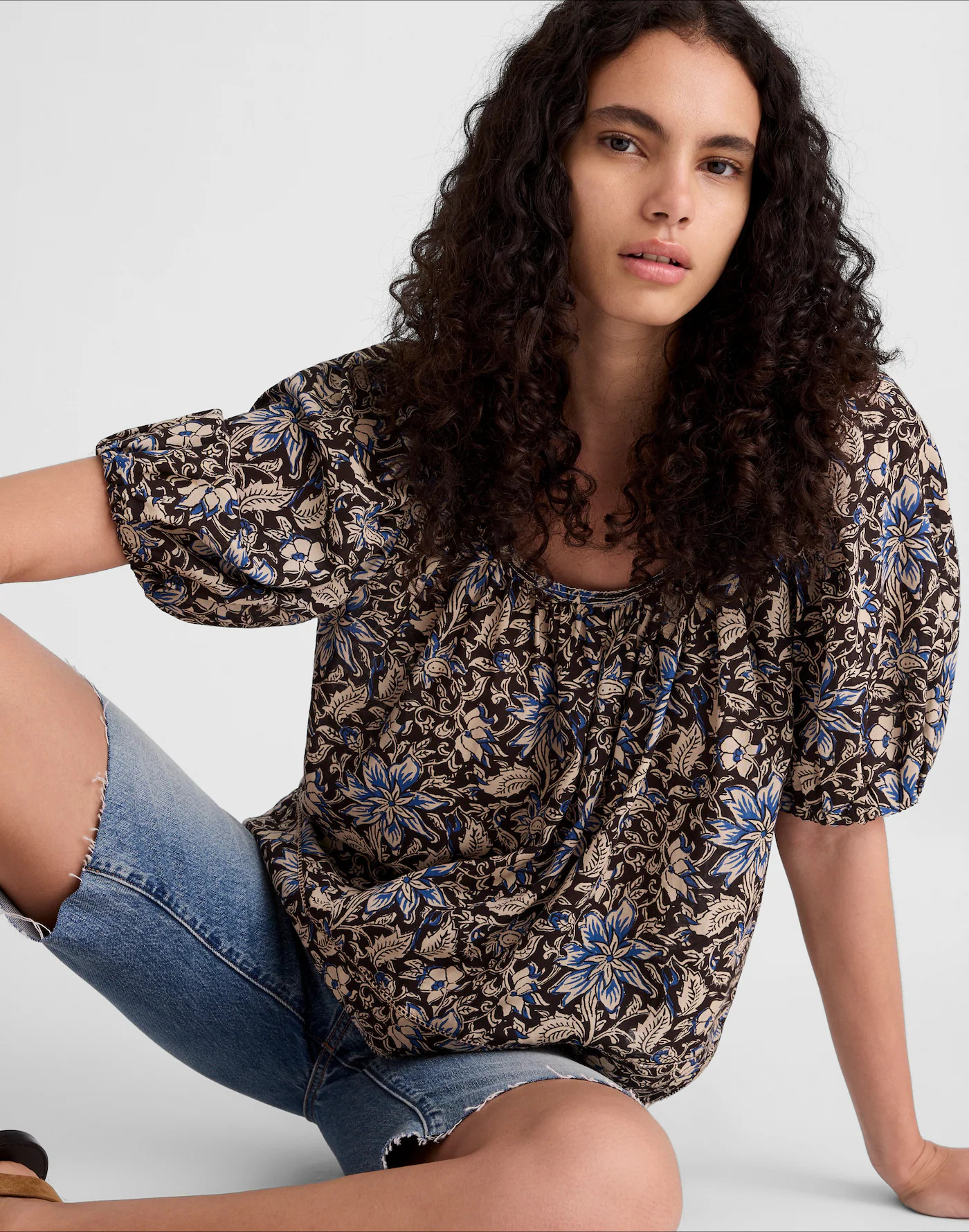 Puff-Sleeve Scoopneck Top | Madewell