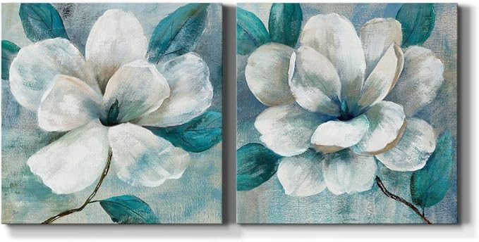 Renditions Gallery Teal Magnolia I Wall Art, Premium Gallery Wrapped Canvas Decor, Ready to Hang,... | Amazon (US)