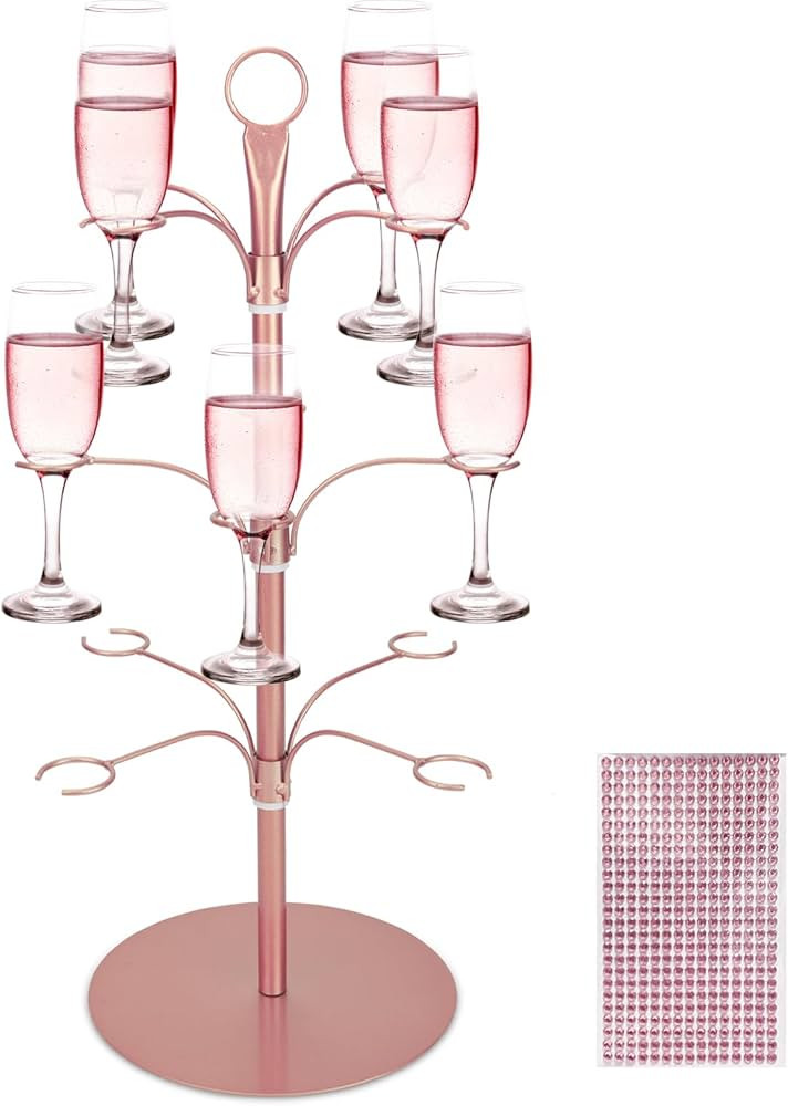 Cocktail Tree Stand for Drinks,Champagne Tower, 3 Tier - 12 Holders Drink Tower,Wine Glasses Hold... | Amazon (US)