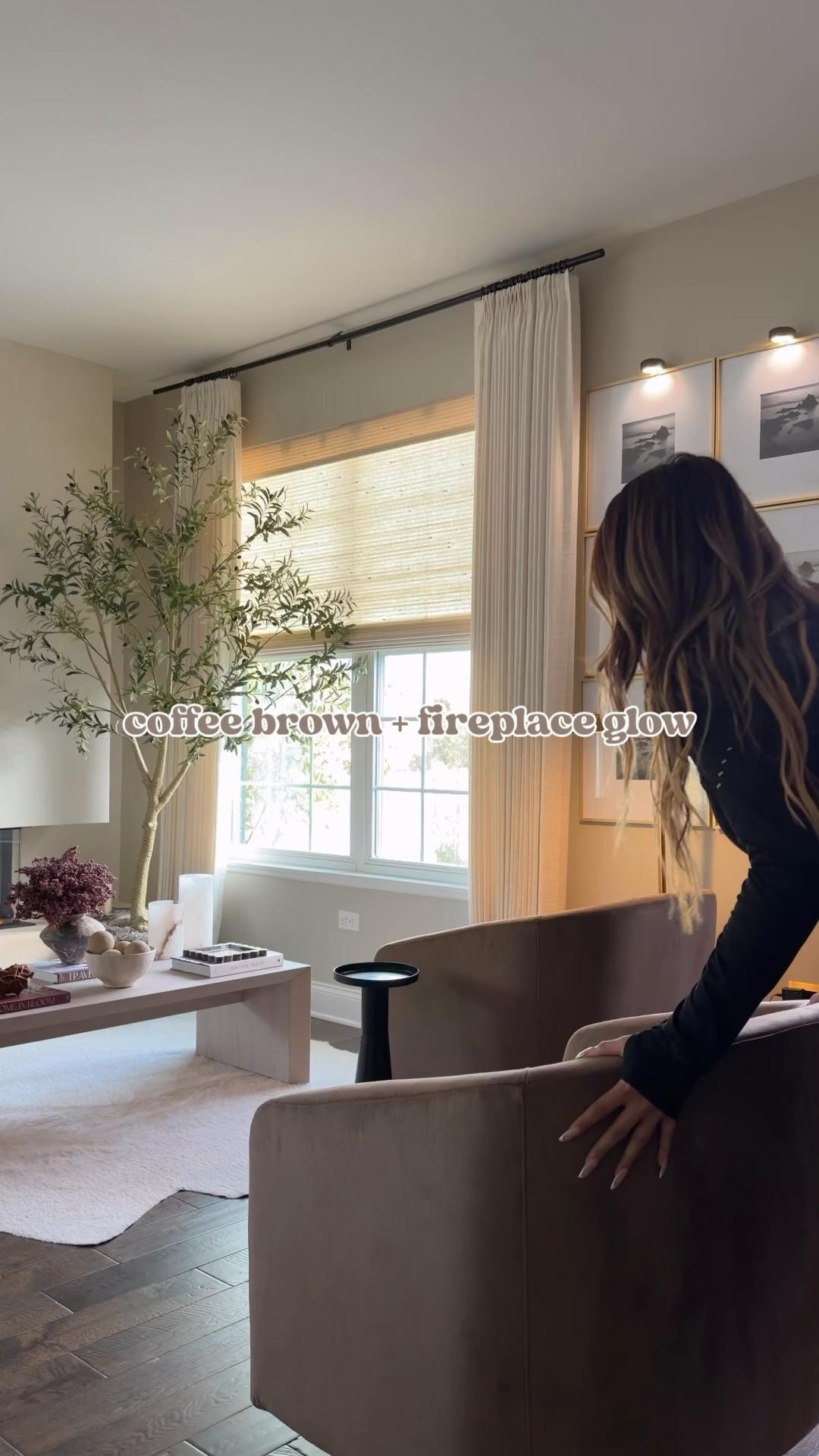 The sitting room just got a little warmer 🤎 Added these coffee brown swivel chairs and they completely changed the mood of this space. Rich brown tones, a glowing fireplace, and all the cozy layers exactly how I want home to feel this season. ✨🔥
@Wayfair 
#WarmModern #OrganicModern #CozyHome #SittingRoom #FallHome

#LTKHome
