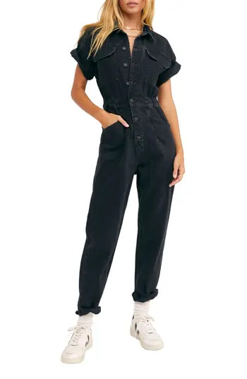 Free People We the Free Marci Denim Jumpsuit in Iron Black at Nordstrom Rack, Size Medium | Nordstrom Rack